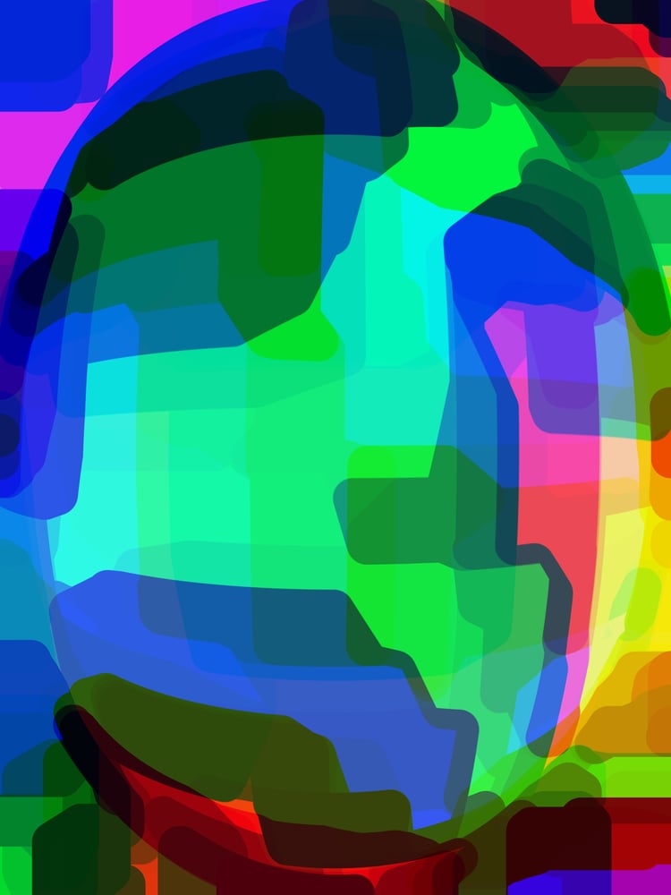 Abstract of multicolored face of an android