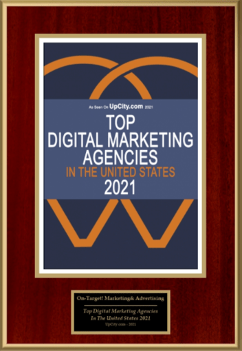 Award image says ''Top digital marketing agencias in the United States 2021